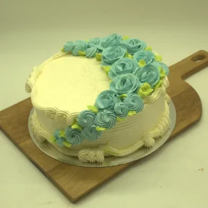 Blue Rosette Cream Cake