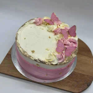 Pink & Gold Butterfly Cake